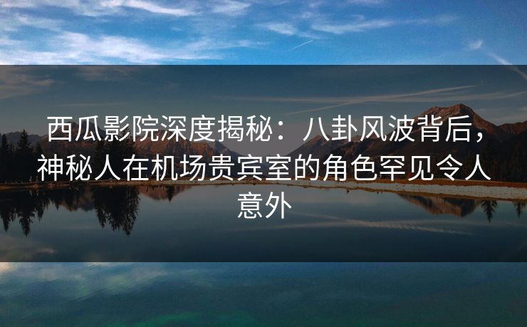 西瓜影院深度揭秘：八卦风波背后，神秘人在机场贵宾室的角色罕见令人意外