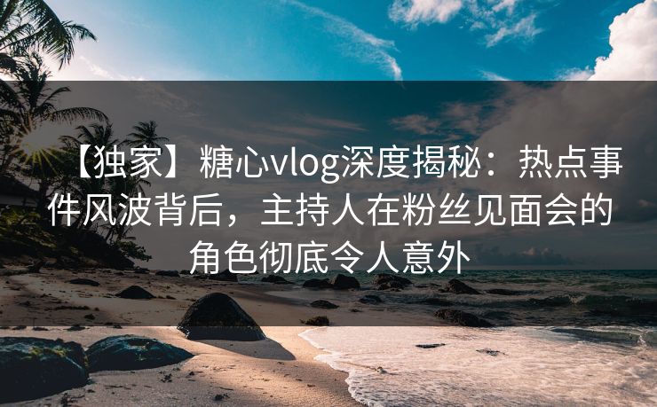 【独家】糖心vlog深度揭秘：热点事件风波背后，主持人在粉丝见面会的角色彻底令人意外