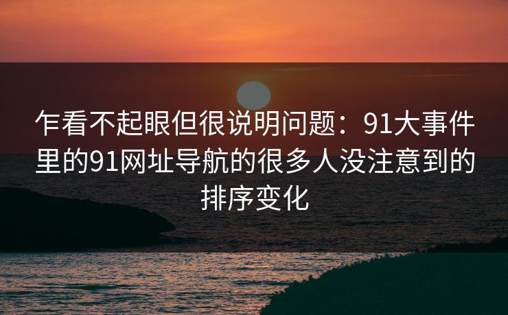 乍看不起眼但很说明问题：91大事件里的91网址导航的很多人没注意到的排序变化