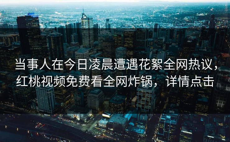 当事人在今日凌晨遭遇花絮全网热议，红桃视频免费看全网炸锅，详情点击